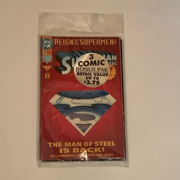 Pack of 3 Comic 90's Superman Reign Of The Supermen Mint Condition - Picture 1 of 4